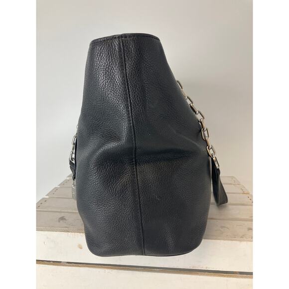 MICHAEL KORS, LARGE BLACK PEBBLED LEATHER SHOULDER BAG TOTE - Picture 3 of 14